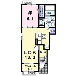 向日葵 1 1LDKの間取図画像