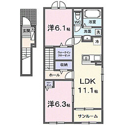 メゾン ド ソアレI 2LDKの間取図画像