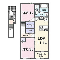 うららIII 2LDKの間取図画像