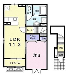 ラ・メールB 1LDKの間取図画像