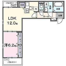 ヒカルサ新潟関屋 1LDKの間取図画像