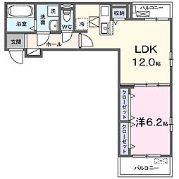 ヒカルサ新潟関屋 1LDKの間取図画像