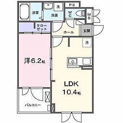 ヒカルサ新潟関屋 1LDKの間取図画像