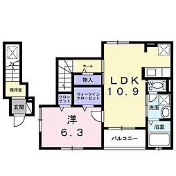カーサ・ヴェルデ 1LDKの間取図画像