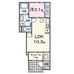 カルメル 1LDKの間取図画像