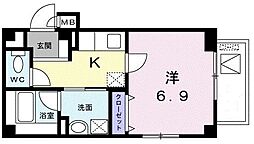 カレントウエスト糀谷 1Kの間取図画像