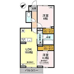 プレッシャス奥井 2LDKの間取図画像