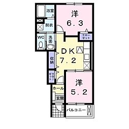 マーベラスA 2DKの間取図画像