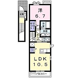 プルメリア 1LDKの間取図画像
