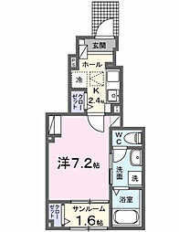 シャトレーベル 1Kの間取図画像