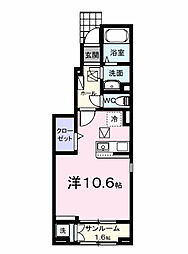 ラルチェII ワンルームの間取図画像