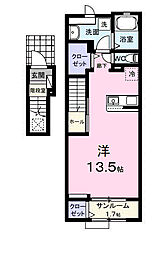 ラルチェII ワンルームの間取図画像