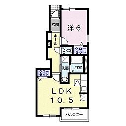 クレアコート3 1LDKの間取図画像