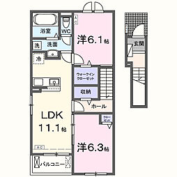 シャノワール 2LDKの間取図画像