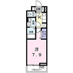 ブランドール 1Kの間取図画像