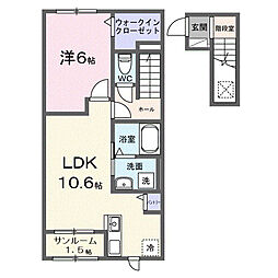 ミニョン フロル B 1LDKの間取図画像