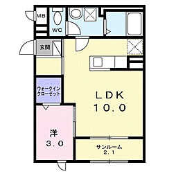 サイネリアII 1LDKの間取図画像
