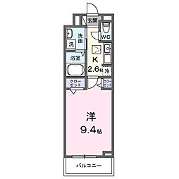 ラ・テュイル 1Kの間取図画像