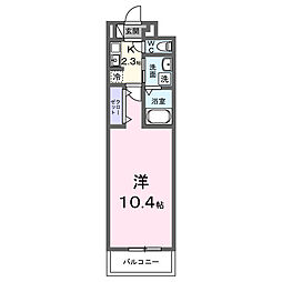 ラ・テュイル 1Kの間取図画像