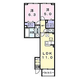 グランディール 2LDKの間取図画像