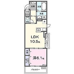 熊谷市久下1丁目アパート 1LDKの間取図画像