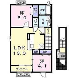 エスポワール仁井田1 2LDKの間取図画像