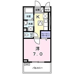 プランドールアイ 1Kの間取図画像