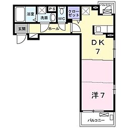 レオーネ 2階1DKの間取り