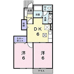 セゾンパルテール 2DKの間取図画像