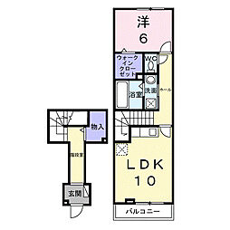 プラシードII 1LDKの間取図画像