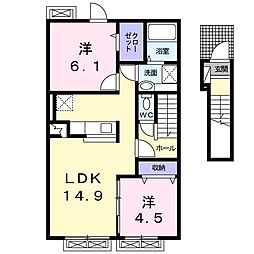 ルクール 2LDKの間取図画像