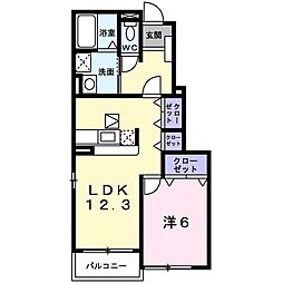 エスポワール2 1LDKの間取図画像