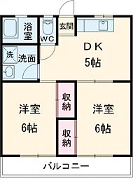葉月アパートメントA 2DKの間取図画像