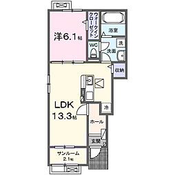 フルーメン II 1LDKの間取図画像