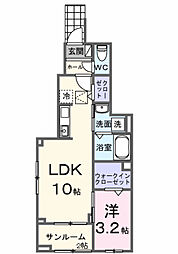 コッリーナ・ヴェルデ K 1LDKの間取図画像