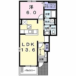 ボヌールヤカクラ 1LDKの間取図画像