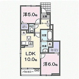 ラフェルム千歳烏山 2LDKの間取図画像