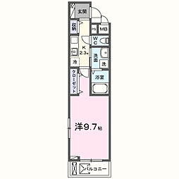 キャビン68 1Kの間取図画像