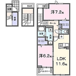 ボヌール・ド・コルザ 2LDKの間取図画像