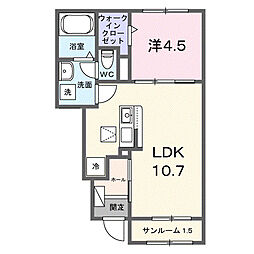 ビオラ徳山 1LDKの間取図画像