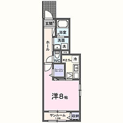 B.フォレスト1 1Kの間取図画像