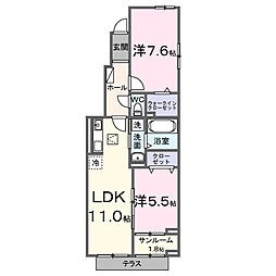 「仮称」シエルクラス古川 2LDKの間取図画像