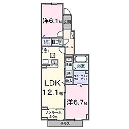 「仮称」シエルクラス古川 2LDKの間取図画像