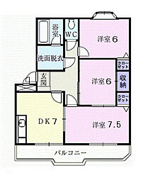 エクセル則武 3DKの間取図画像