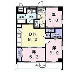 エマズプレイス 3DKの間取図画像