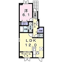 エオン21B 1LDKの間取図画像