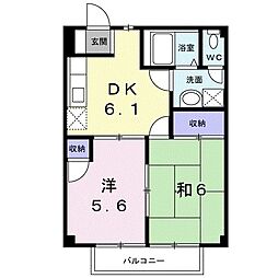 ボヌールみき 2DKの間取図画像