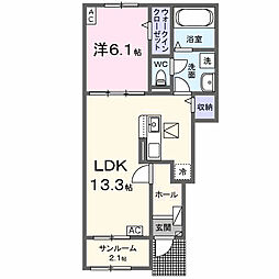 イースト・ワン 1LDKの間取図画像
