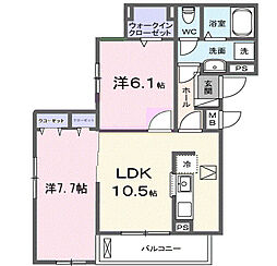 メゾンボヌール 2LDKの間取図画像