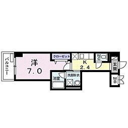 コライユ常盤 1Kの間取図画像